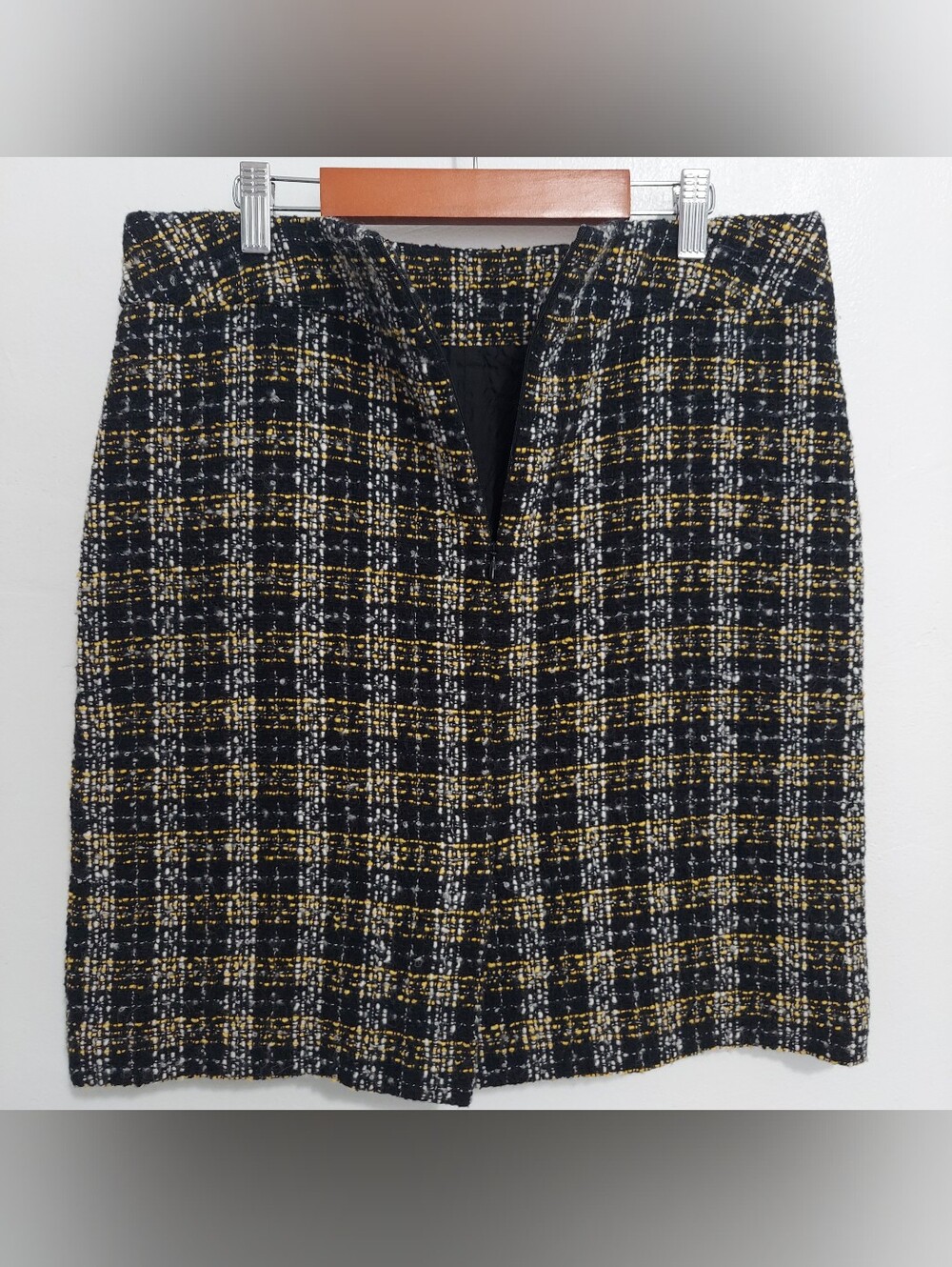Sao Paulo Mini Skirt Zise 8 Black Womens Plaid Wool High Waist Lined Knit Used - Picture 3 of 16